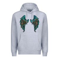 Heather Grey turquoise leopard wings Premium Hoodie - RanaPortraitStore