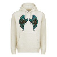 Oatmeal Heather turquoise leopard wings Premium Hoodie - RanaPortraitStore