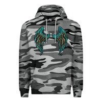 Slate Camo turquoise leopard wings Premium Hoodie - RanaPortraitStore