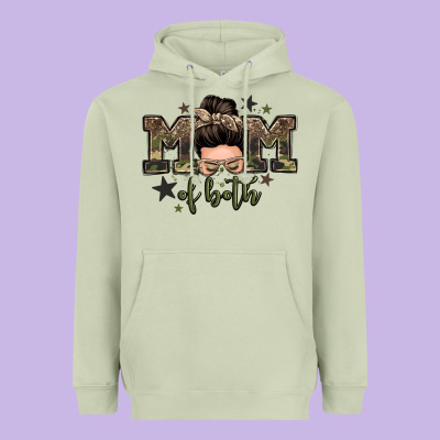 Mom Of Both Boys Messy Bun Heavyweight Hoodie Designed By Zillion Design Studio