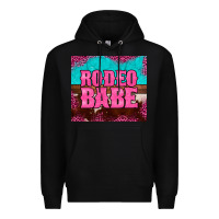 Black rodeo babe cowhide leopard turquoise Premium Hoodie - BarkalooDesign
