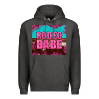 Charcoal Heather rodeo babe cowhide leopard turquoise Premium Hoodie - BarkalooDesign