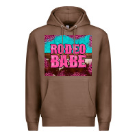 Chestnut rodeo babe cowhide leopard turquoise Premium Hoodie - BarkalooDesign
