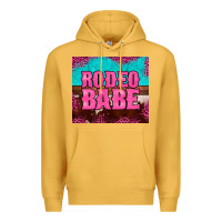 Mustard rodeo babe cowhide leopard turquoise Premium Hoodie - BarkalooDesign