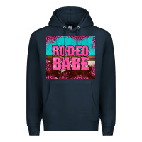 Navy rodeo babe cowhide leopard turquoise Premium Hoodie - BarkalooDesign
