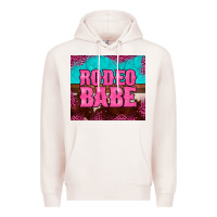 Pale Pink rodeo babe cowhide leopard turquoise Premium Hoodie - BarkalooDesign
