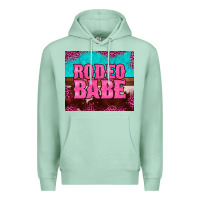 Seafoam rodeo babe cowhide leopard turquoise Premium Hoodie - BarkalooDesign
