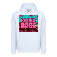 White rodeo babe cowhide leopard turquoise Premium Hoodie - BarkalooDesign