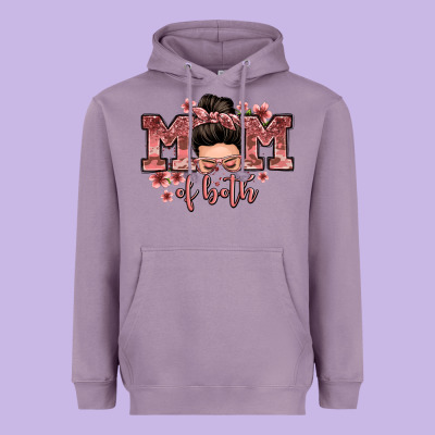 Mom Of Both Messy Bun Heavyweight Hoodie Designed By Zillion Design Studio