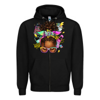 Black 90s afro messy bun Zipper Hoodie - texasbilliewilder
