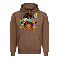 Chestnut 90s afro messy bun Zipper Hoodie - texasbilliewilder