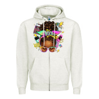 Oatmeal Heather 90s afro messy bun Zipper Hoodie - texasbilliewilder
