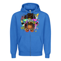 90s Afro Messy Bun Zipper Hoodie | Teevron