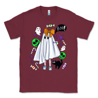 Burgundy cute ghost halloween Classic Tee - BundleAndBundleShop