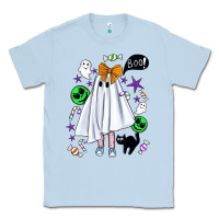 Dusty Blue cute ghost halloween Classic Tee - BundleAndBundleShop