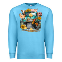 Ocean Blue farm truck farm animals Premium Sweatshirt - FaDigitalArtStudio