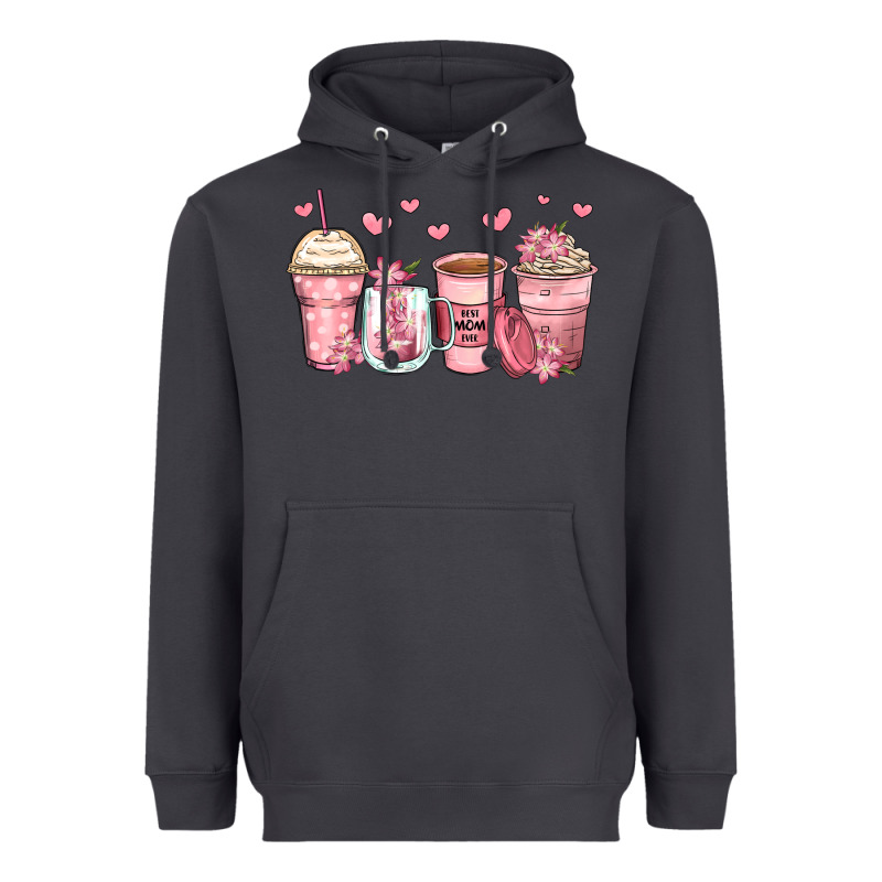 Mother's Day Floral Coffee Cups Heavyweight Hoodie by Zillion Design Studio | Teevron