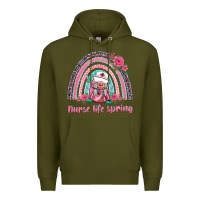 Army Green nurse life spring rainbow Premium Hoodie - BarkalooDesign