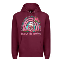 Burgundy nurse life spring rainbow Premium Hoodie - BarkalooDesign