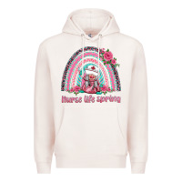 Pale Pink nurse life spring rainbow Premium Hoodie - BarkalooDesign