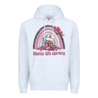 White nurse life spring rainbow Premium Hoodie - BarkalooDesign