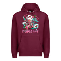 Burgundy nurse gnomies nurse  life spring Premium Hoodie - BarkalooDesign