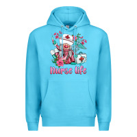 Ocean Blue nurse gnomies nurse  life spring Premium Hoodie - BarkalooDesign