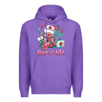 Purple nurse gnomies nurse  life spring Premium Hoodie - BarkalooDesign