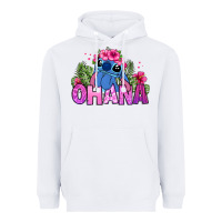White ohana stitch Heavyweight Hoodie - Zillion Design Studio