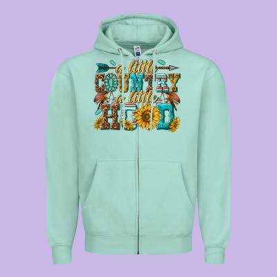 A Little Country A Little Hood Zipper Hoodie Designed By Texasbilliewilder
