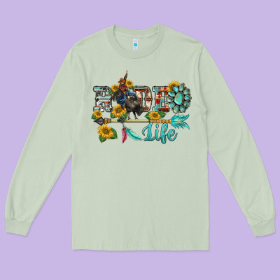 Western Rodeo Bullfighter  Life Turquoise's Gemstones Arrow Sunflowers Long Sleeve Tee Designed By Barkaloodesign