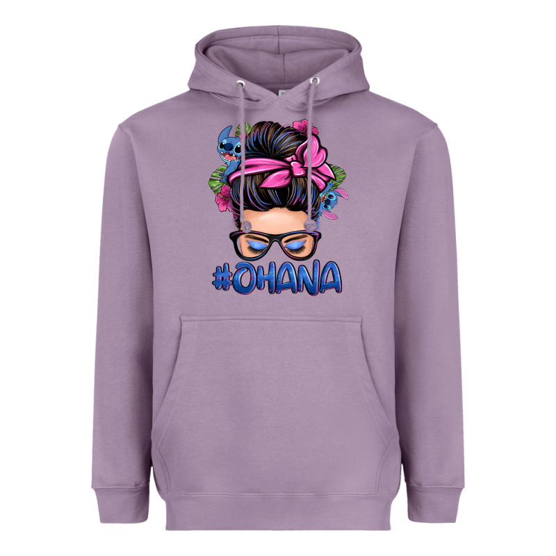 Ohana Stitch Messy Bun Heavyweight Hoodie by Zillion Design Studio | Teevron