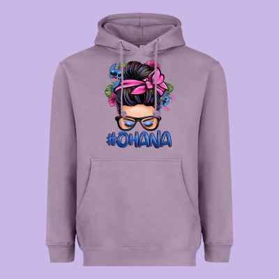 Ohana Stitch Messy Bun Heavyweight Hoodie Designed By Zillion Design Studio