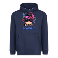 Navy ohana stitch messy bun Heavyweight Hoodie - Zillion Design Studio