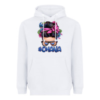 White ohana stitch messy bun Heavyweight Hoodie - Zillion Design Studio