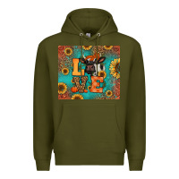 Army Green love autumn cow Premium Hoodie - Jasminsmagicworld
