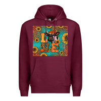 Burgundy love autumn cow Premium Hoodie - Jasminsmagicworld