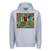 Heather Grey love autumn cow Premium Hoodie - Jasminsmagicworld