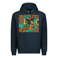 Navy love autumn cow Premium Hoodie - Jasminsmagicworld