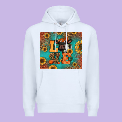 Love Autumn Cow Premium Hoodie Designed By Jasminsmagicworld