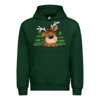 Forest Green Personalized Christmas deer Urban Hoodie - MaliasSmallBusiness