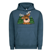 Pigment Midnight Navy Personalized Christmas deer Urban Hoodie - MaliasSmallBusiness