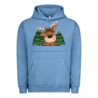 Pigment Pebble Blue Personalized Christmas deer Urban Hoodie - MaliasSmallBusiness