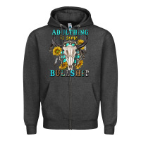 Charcoal Heather adulthing is some bullshit with sanflowers and gamstone  tbw Zipper Hoodie - texasbilliewilder