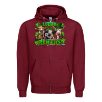 Burgundy St Patricks Day Lucky Heifers Zipper Hoodie - RanaPortraitStore