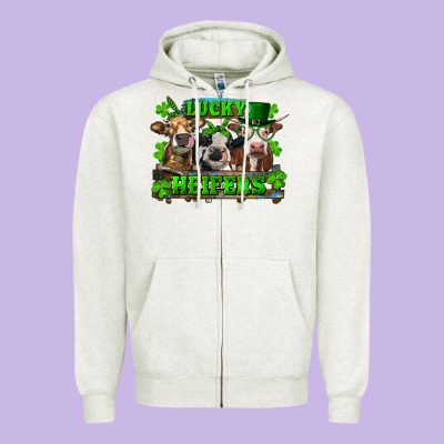 Zipper Hoodie St Patricks Day Lucky Heifers