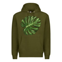 Army Green Monstera Leaf Premium Hoodie - LillyAllenDesigns