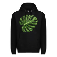 Black Monstera Leaf Premium Hoodie - LillyAllenDesigns