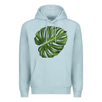 Blue Mist Monstera Leaf Premium Hoodie - LillyAllenDesigns