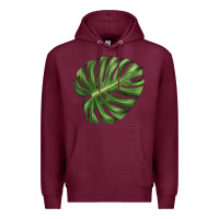 Burgundy Monstera Leaf Premium Hoodie - LillyAllenDesigns
